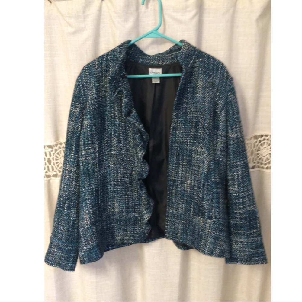 Chico’s Blazer in aqua-teal blue. Size 2.